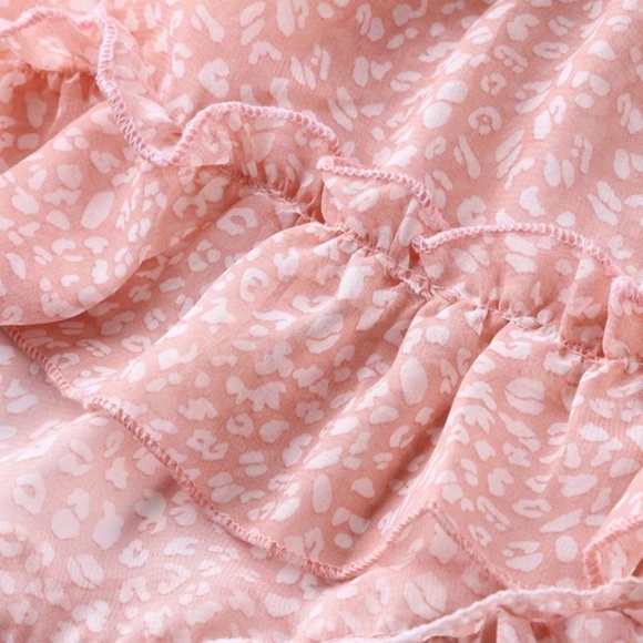 Pink Chiffon Ruffle Open Back Mini Dress - Picture 7 of 7